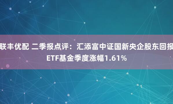 联丰优配 二季报点评：汇添富中证国新央企股东回报ETF基金季度涨幅1.61%